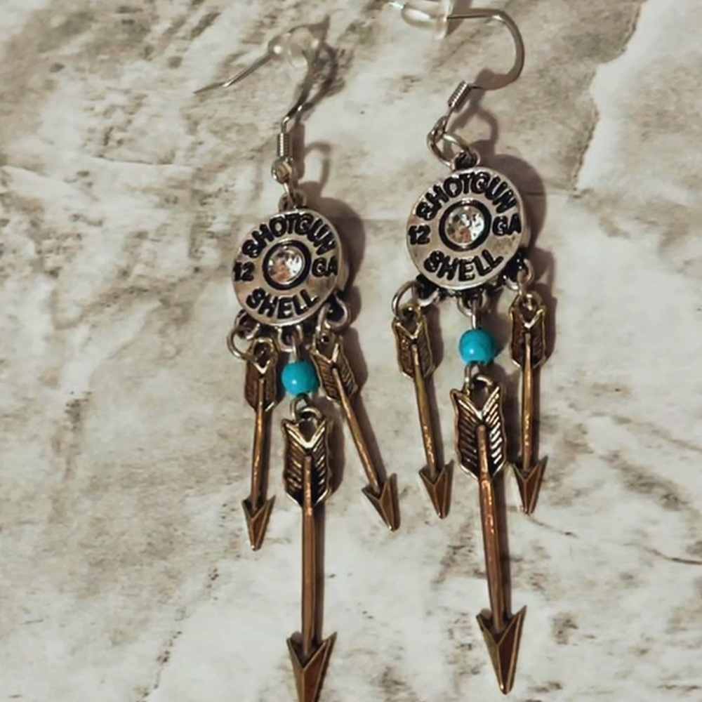 diamond shotgun shell arrow earring